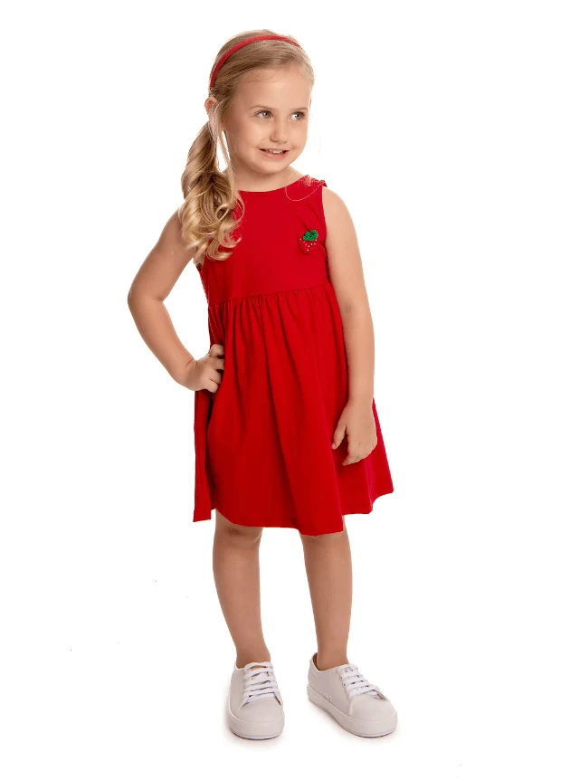 Vestido Morango com Laço